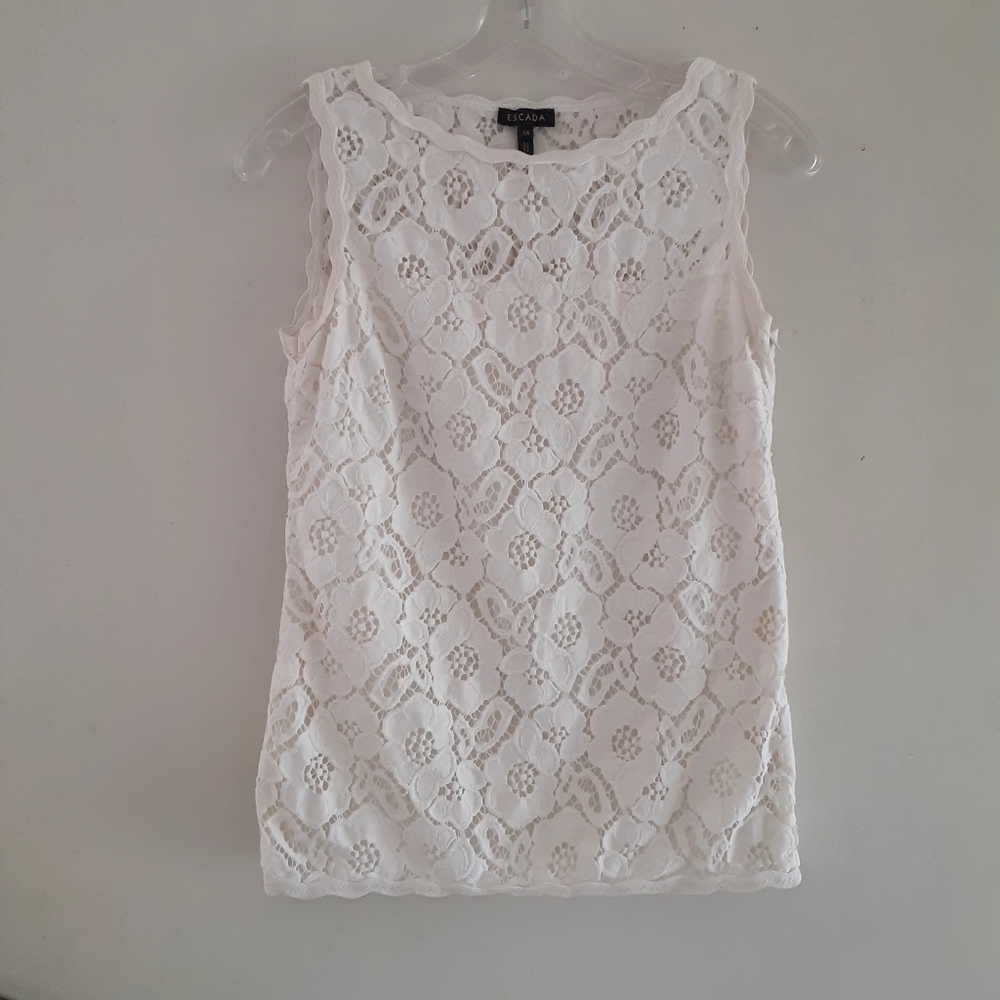 Escada White Lace Top XS Sz 34